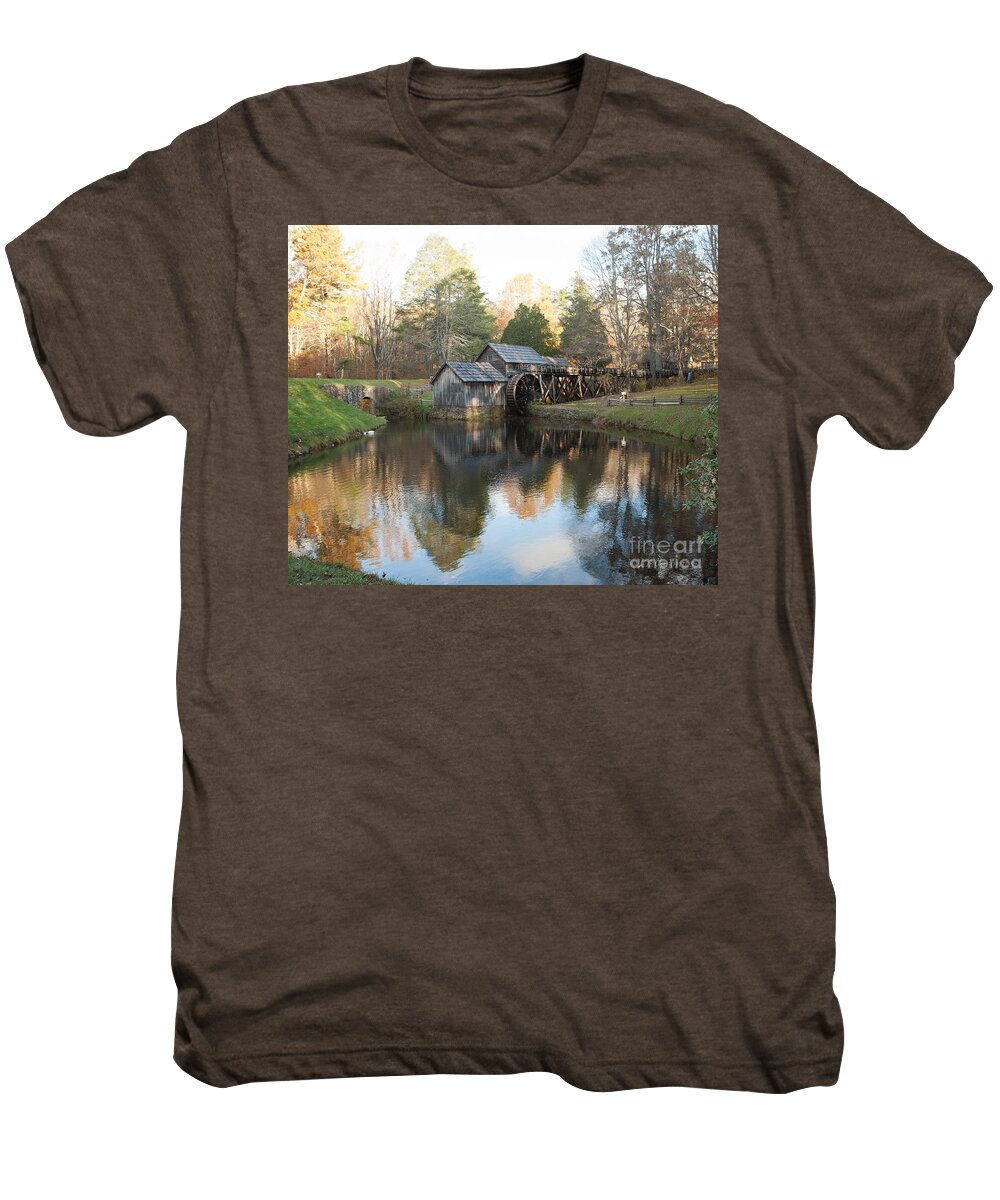 Mabry Mill Men's Premium T-Shirt featuring the photograph Autumn Morning at Mabry Mill by Carol Lynn Coronios