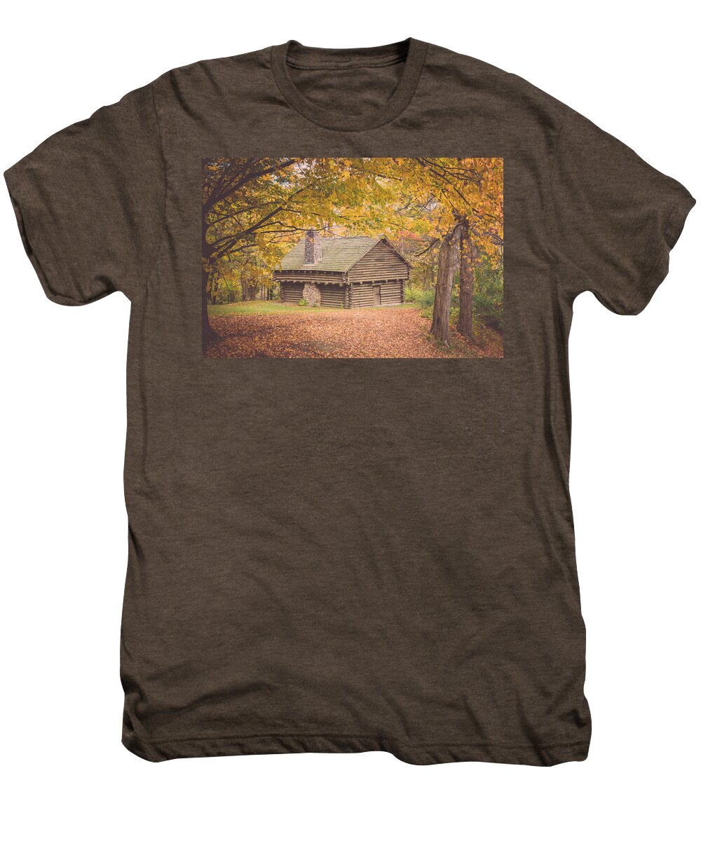 Cabin Men's Premium T-Shirt featuring the photograph Autumn Retreat by Sara Frank