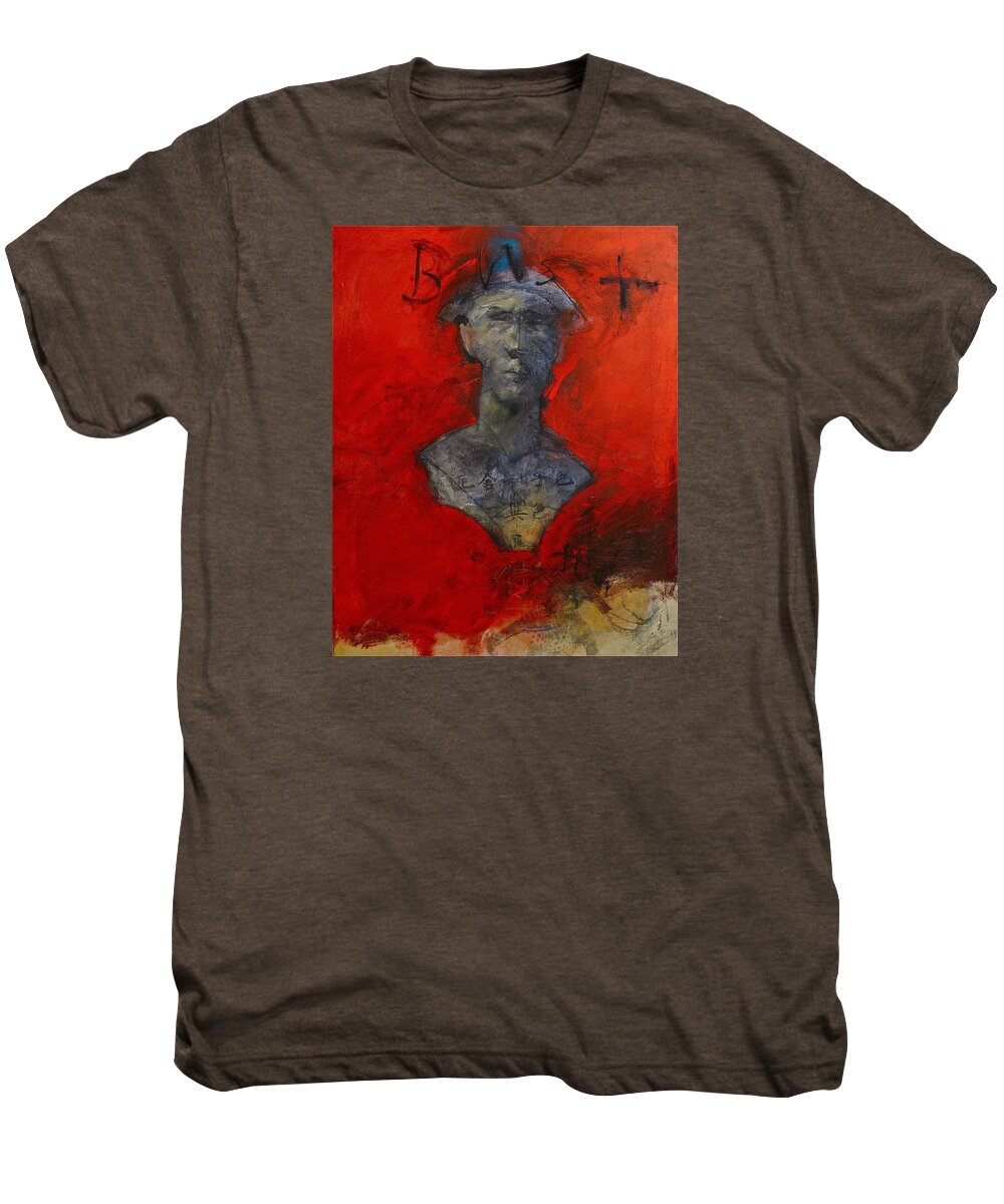 Abstract Painting Men's Premium T-Shirt featuring the painting Bust Ted - With Sawdust And Tinsel by Cliff Spohn