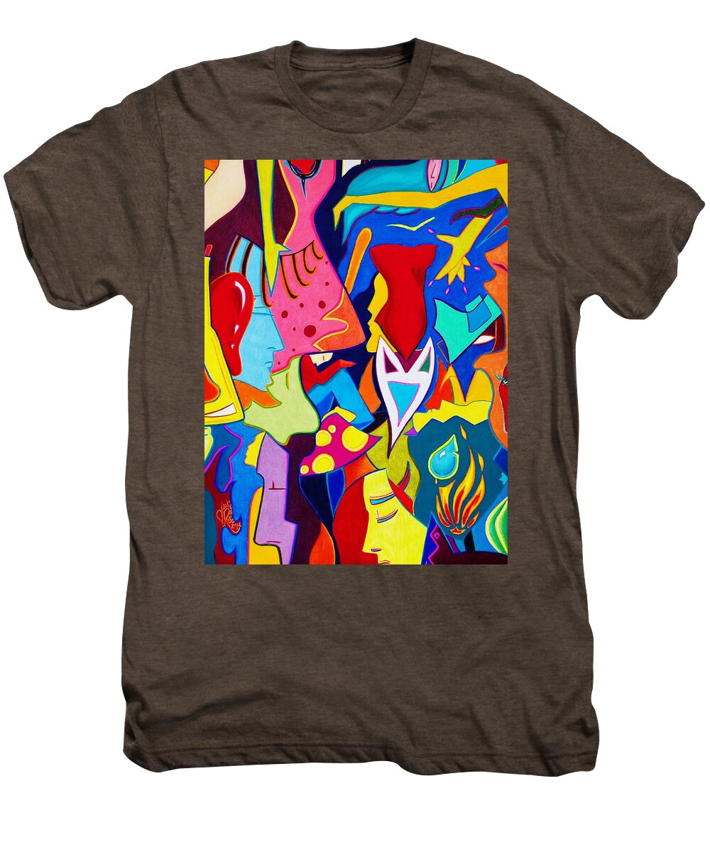 Abstract Men's Premium T-Shirt featuring the drawing Controlled Chaos by Danielle R T Haney