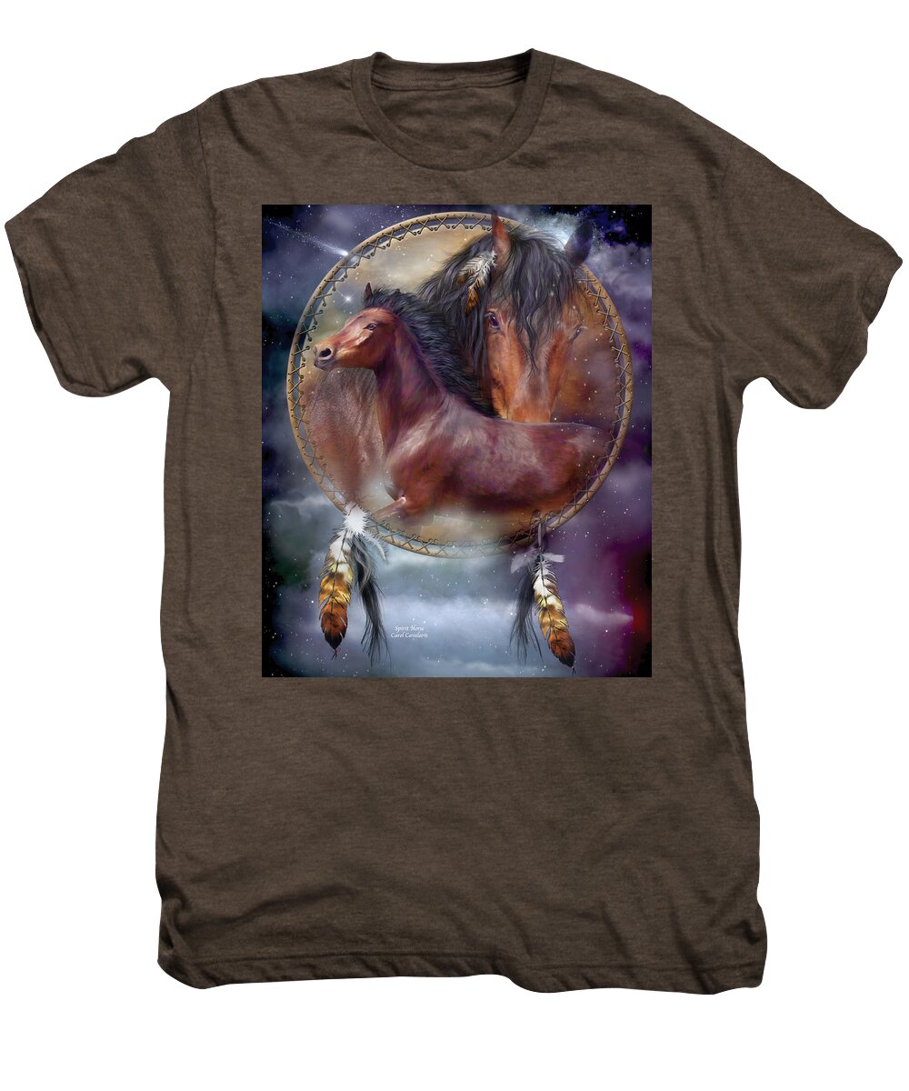 Carol Cavalaris Men's Premium T-Shirt featuring the mixed media Dream Catcher - Spirit Horse by Carol Cavalaris