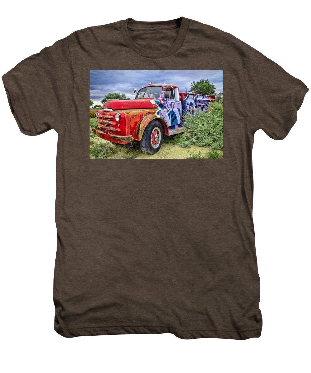 Steven Bateson Men's Premium T-Shirt featuring the photograph Fire Truck Blues by Steven Bateson