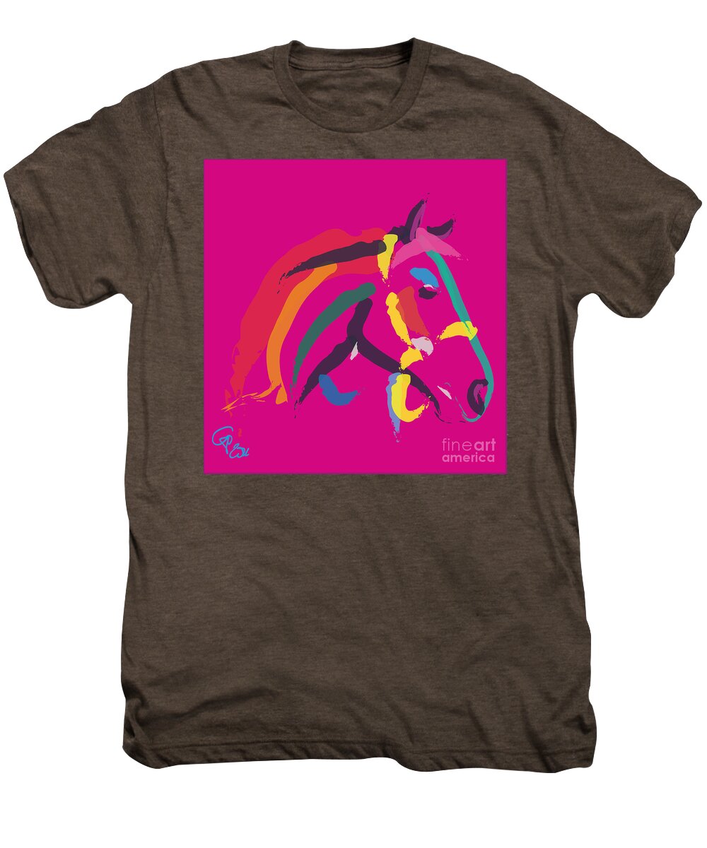 Horse Portrait Men's Premium T-Shirt featuring the painting Horse - Colour me strong by Go Van Kampen