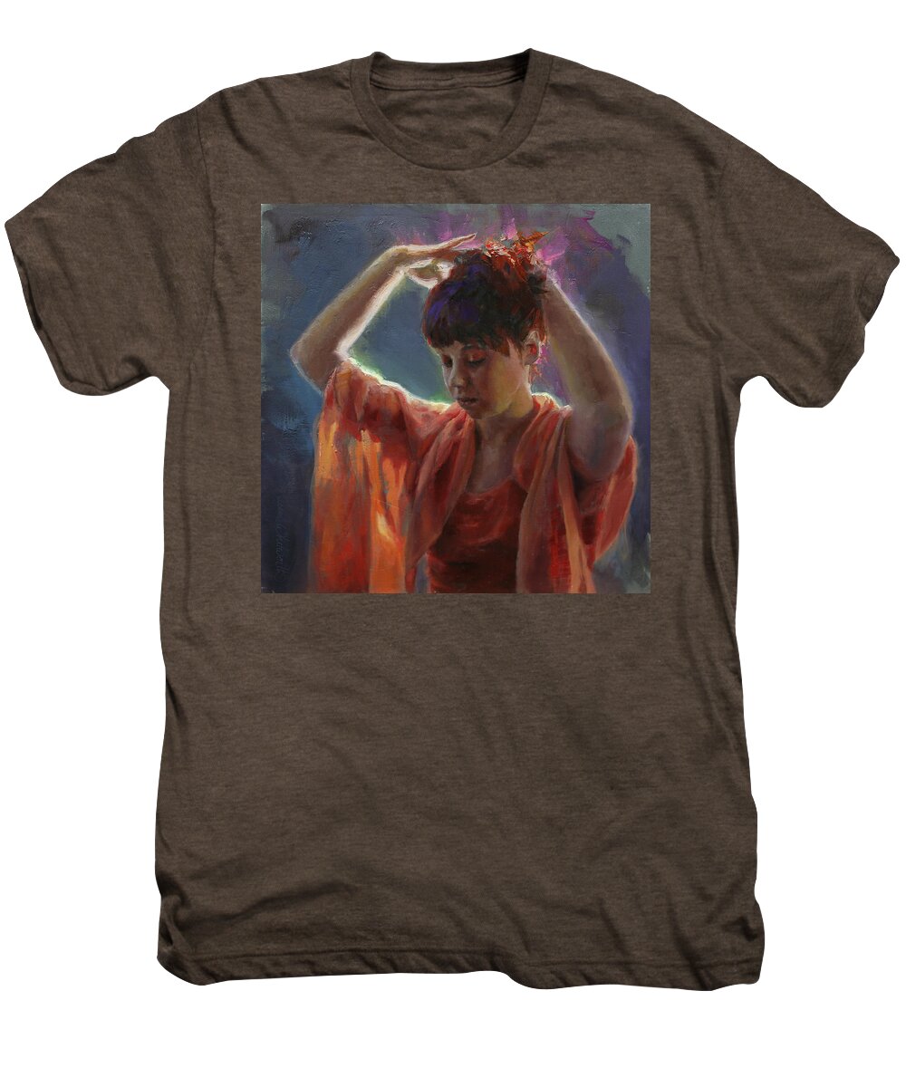 Portrait Men's Premium T-Shirt featuring the painting Layers Of Light - Self Portrait by K Whitworth