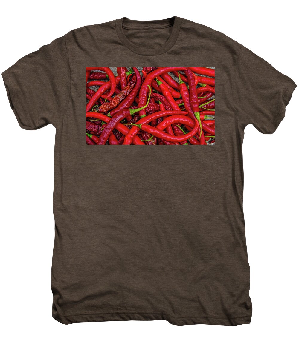 A Peck Of Unpickled Peppers Prints Men's Premium T-Shirt featuring the photograph A Peck of Unpickled Peppers by John Harding