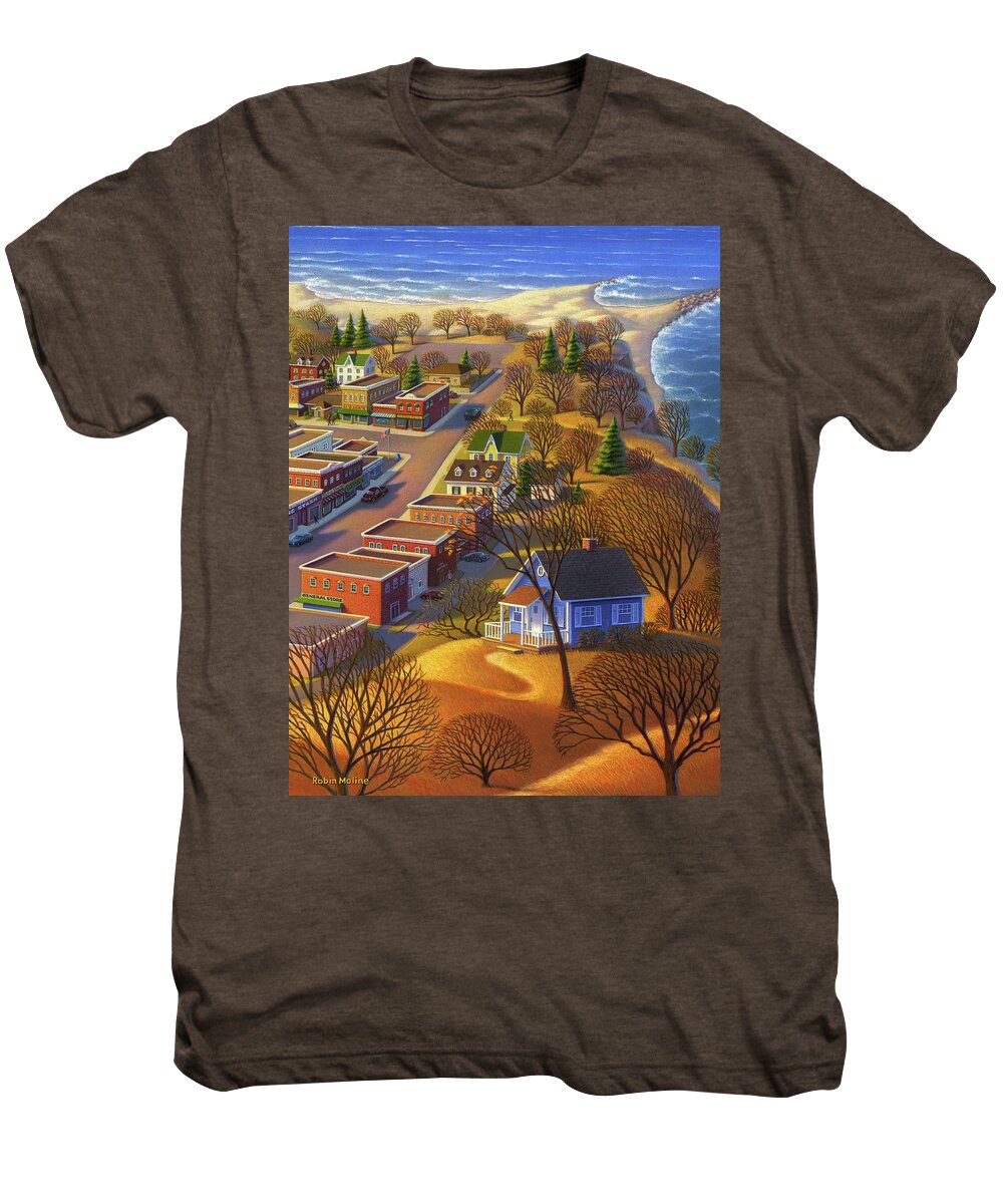 Blue Berry Cottage Men's Premium T-Shirt featuring the painting Blueberry Cottage Hill by Robin Moline