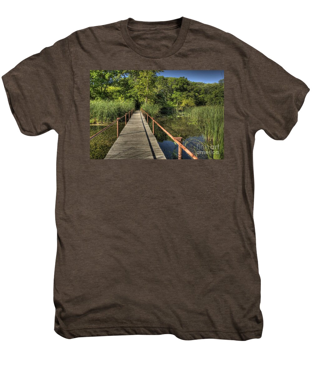 Bridge Men's Premium T-Shirt featuring the photograph Bridge into the Forest at Lake Murray by Tamyra Ayles