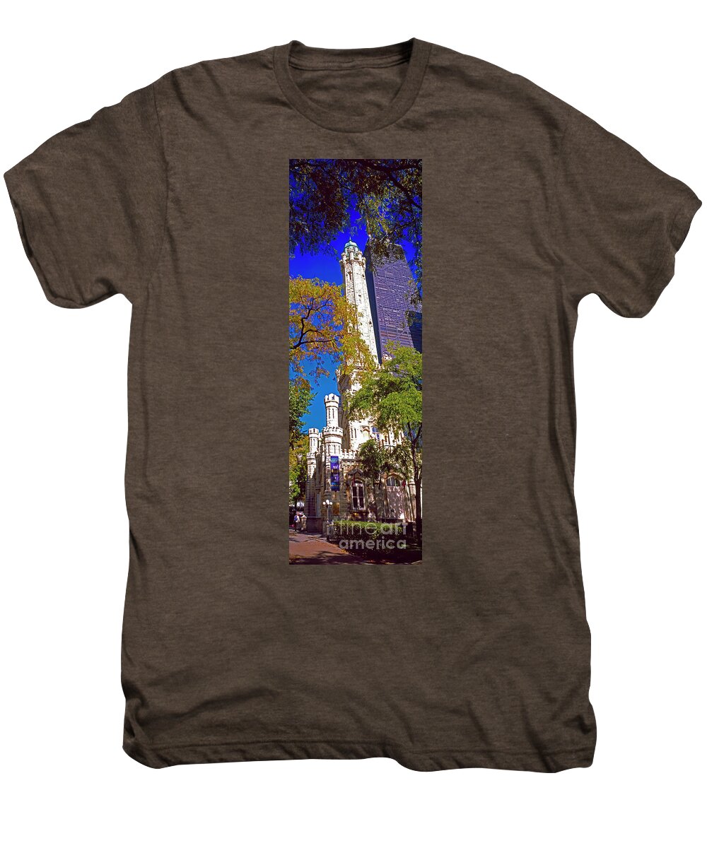 Chicago Men's Premium T-Shirt featuring the photograph Chicago water tower and John Hancock Building by Tom Jelen