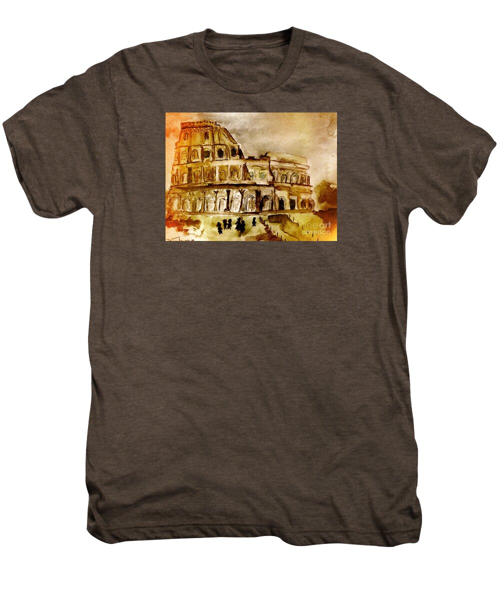 Colosseum Men's Premium T-Shirt featuring the painting Crazy Colosseum by Denise Tomasura