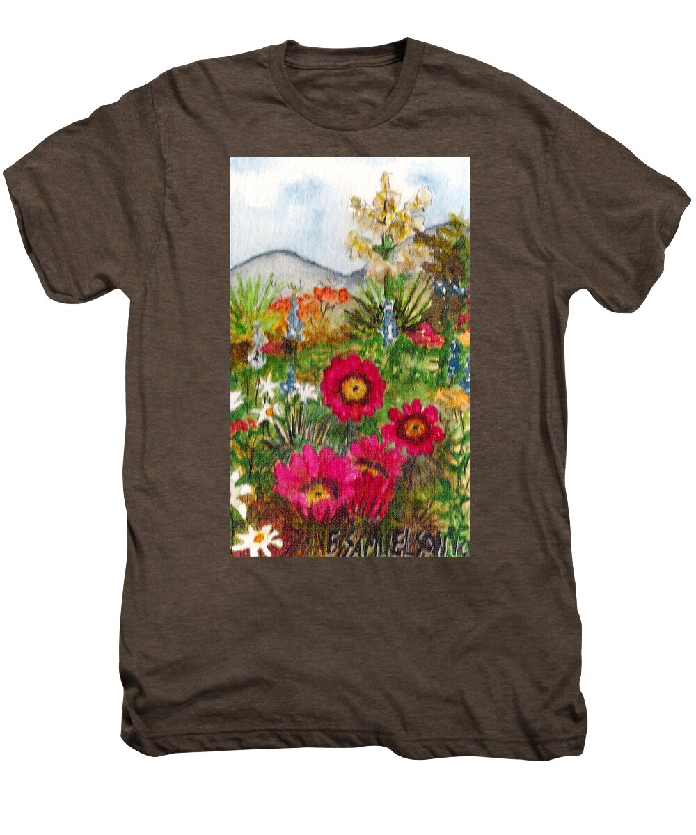 Spring Flowers Men's Premium T-Shirt featuring the painting Desert Spring by Eric Samuelson