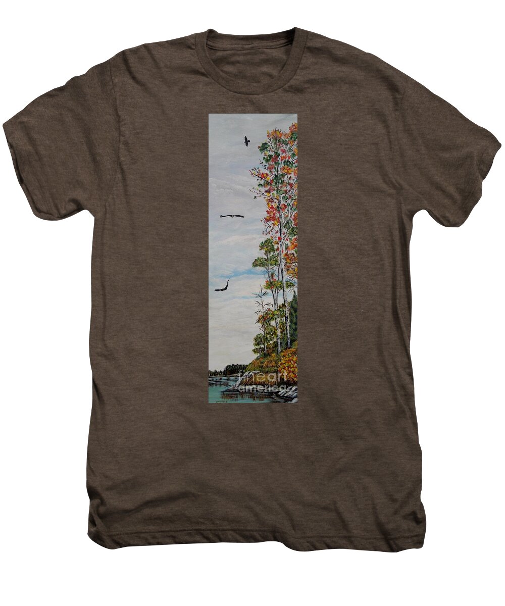 Bald Eagle Men's Premium T-Shirt featuring the painting Eagles Point by Marilyn McNish