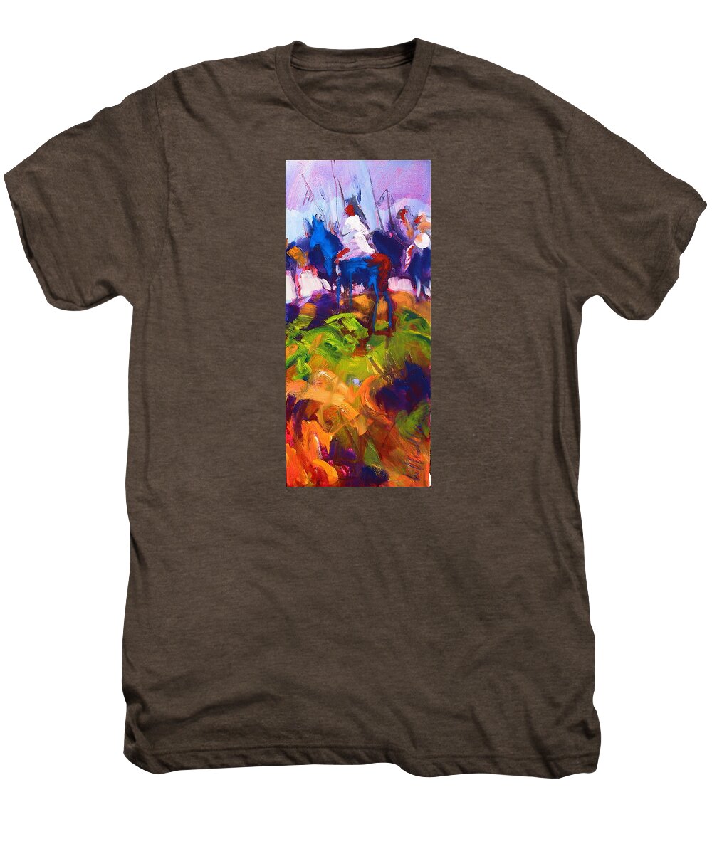 Indians Men's Premium T-Shirt featuring the painting Earth People by Les Leffingwell