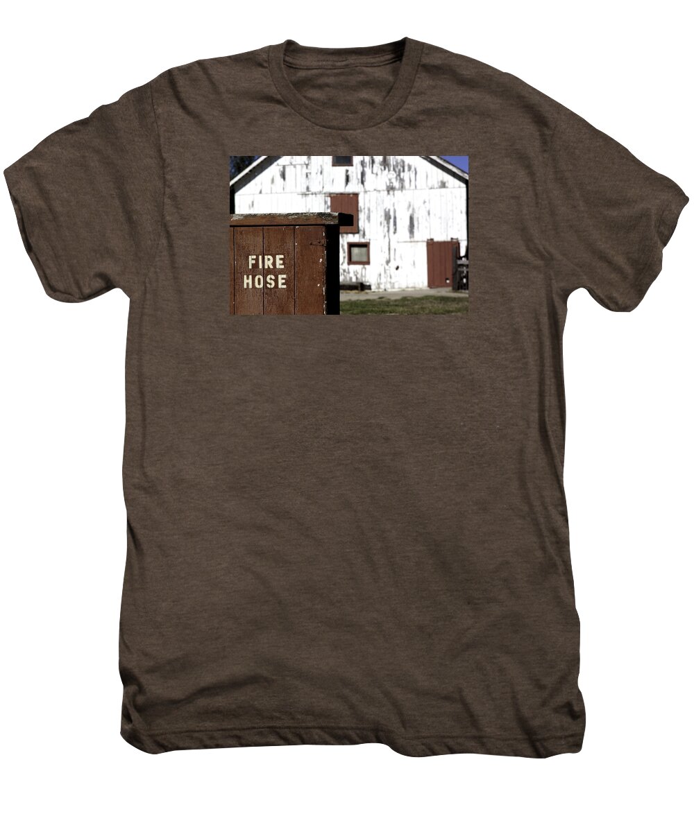 Barn Men's Premium T-Shirt featuring the photograph Fire Hose by Lora Lee Chapman