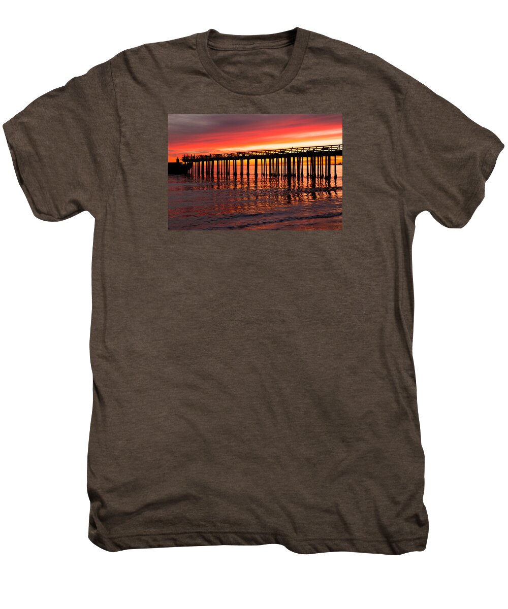 Wharf Men's Premium T-Shirt featuring the photograph Fire in the sky by Lora Lee Chapman