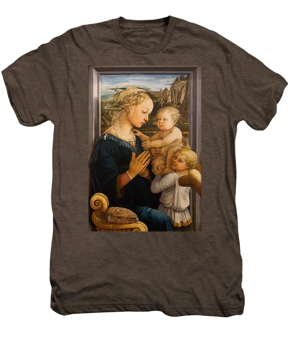 Madonna Men's Premium T-Shirt featuring the photograph Florence - Madonna and Child with angels- Filippo Lippi by Weston Westmoreland