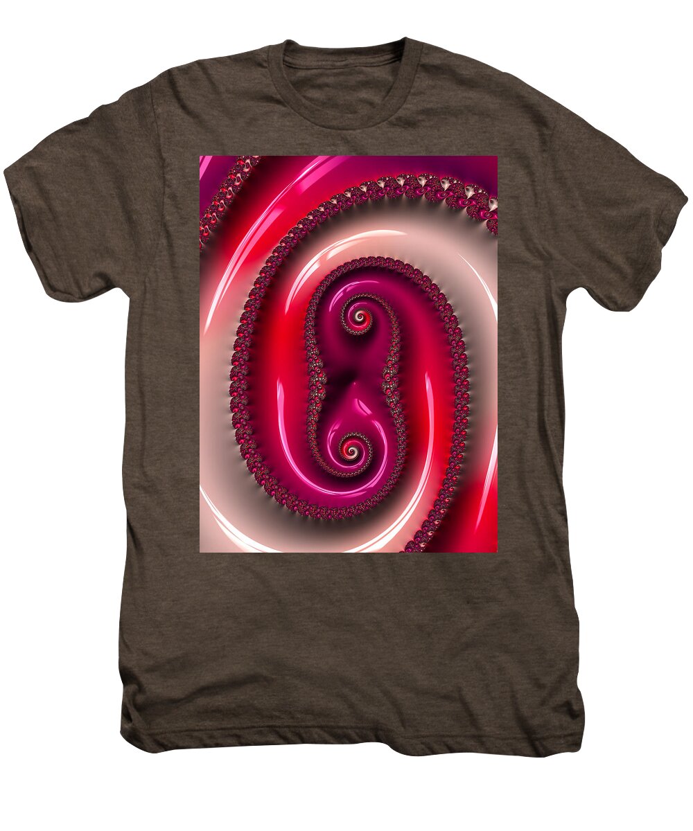 Red Men's Premium T-Shirt featuring the digital art Glossy luxe abstract fractal art by Matthias Hauser