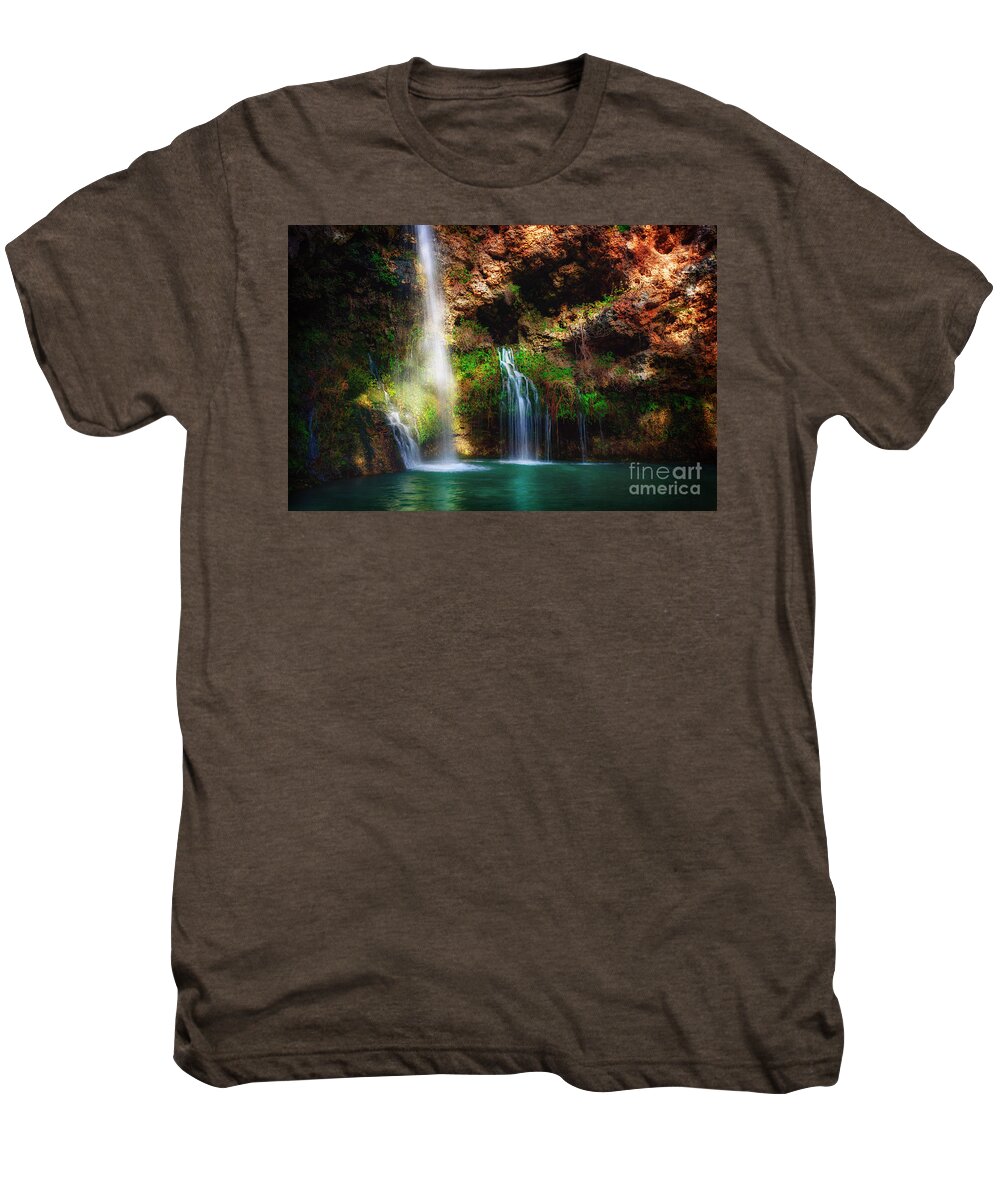 Tree Men's Premium T-Shirt featuring the photograph Heavenly Light at Dripping Springs by Tamyra Ayles