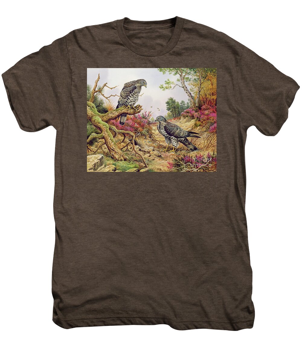 Buzzard Men's Premium T-Shirt featuring the painting Honey Buzzards by Carl Donner
