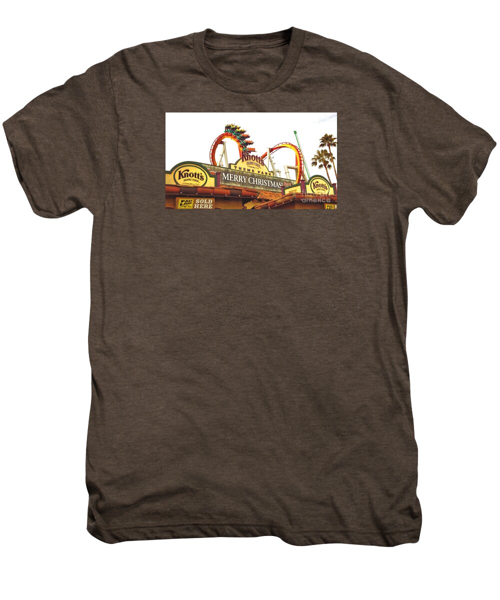 Knott's Berry Farm Men's Premium T-Shirt featuring the photograph Knott's Berry Farm - Merry Christmas by Claudia Ellis