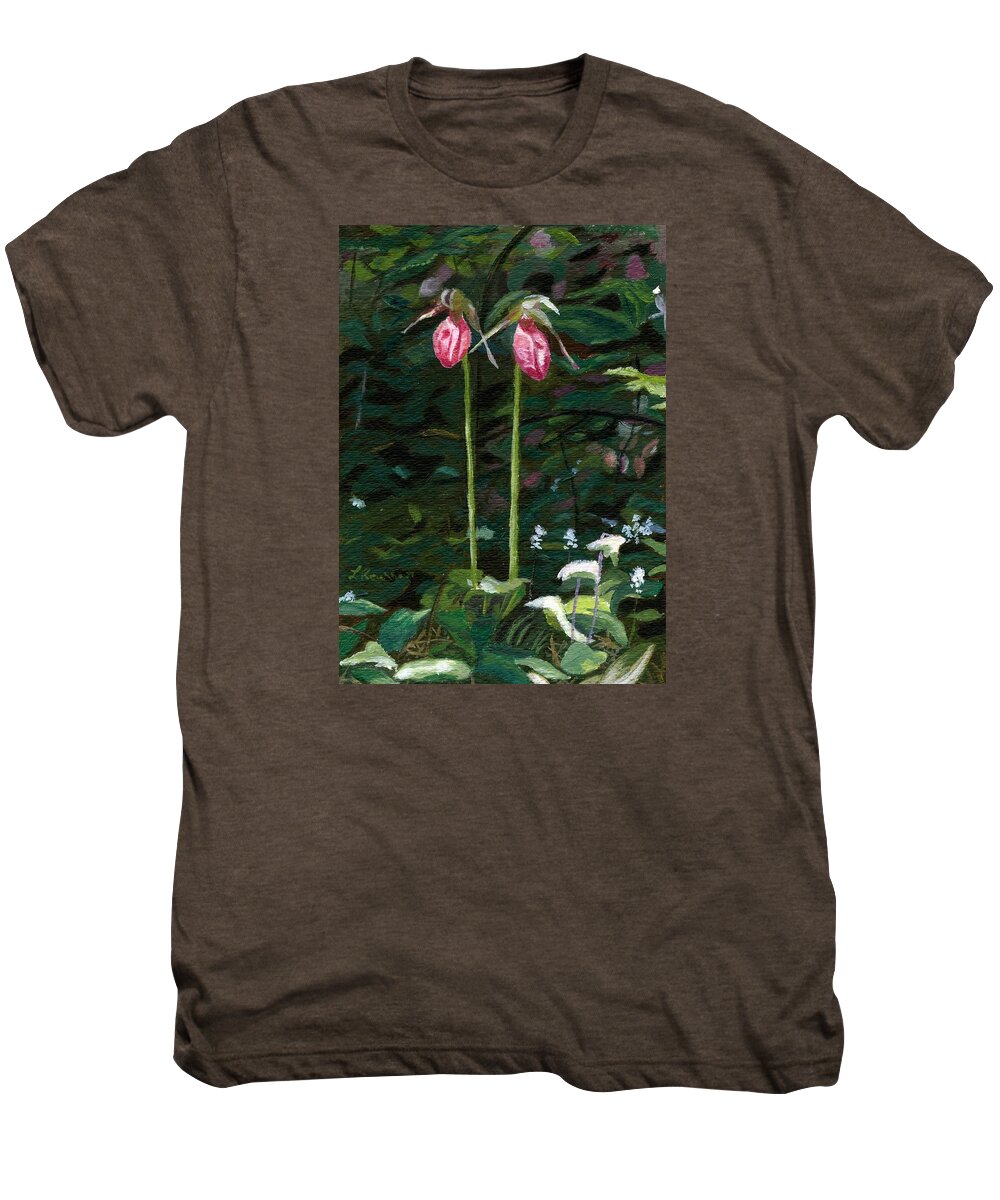 Lady Slipper Men's Premium T-Shirt featuring the painting Lady Slipper by Lynne Reichhart