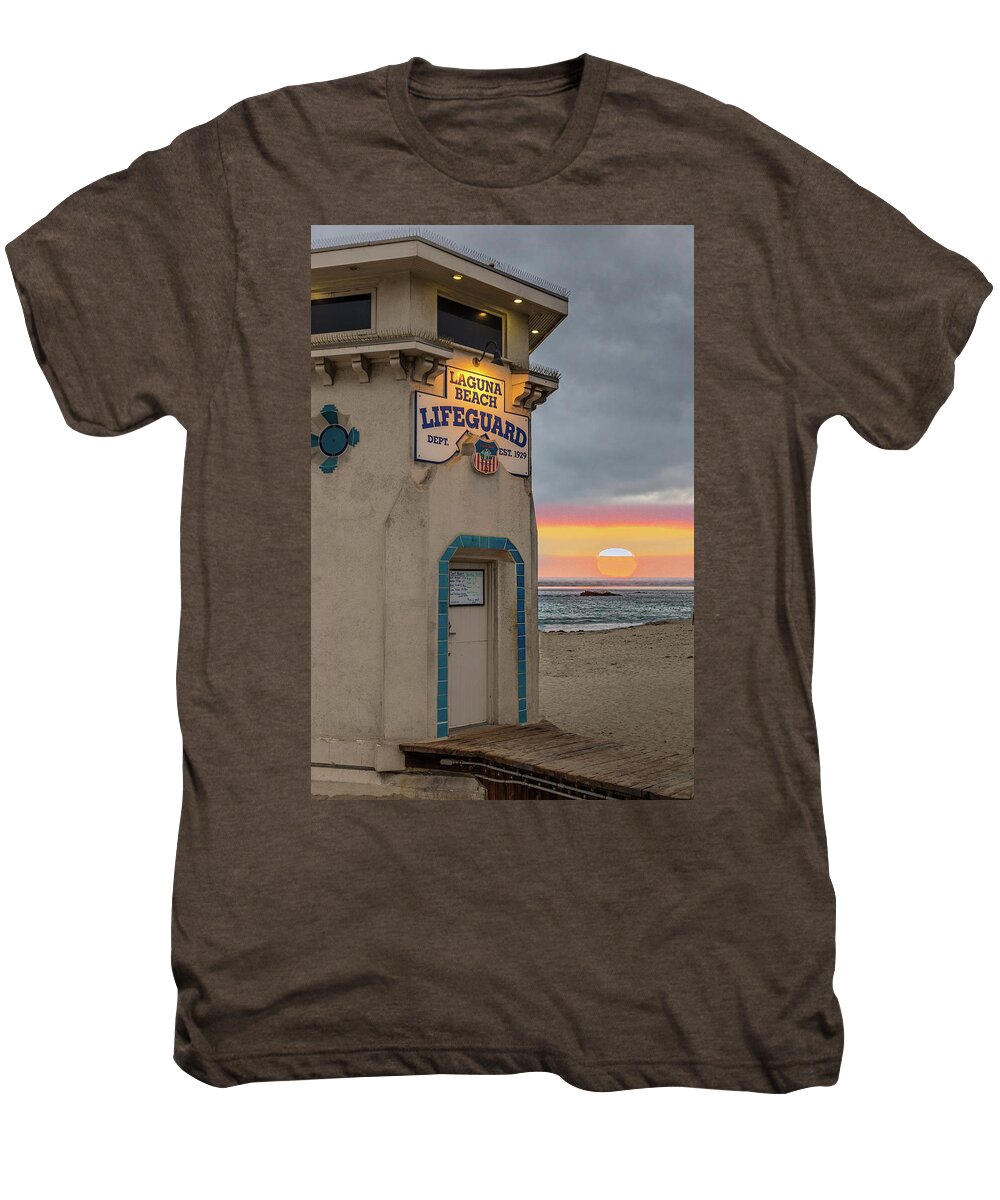Beach Men's Premium T-Shirt featuring the photograph Laguna Beach Sunset by Peter Tellone