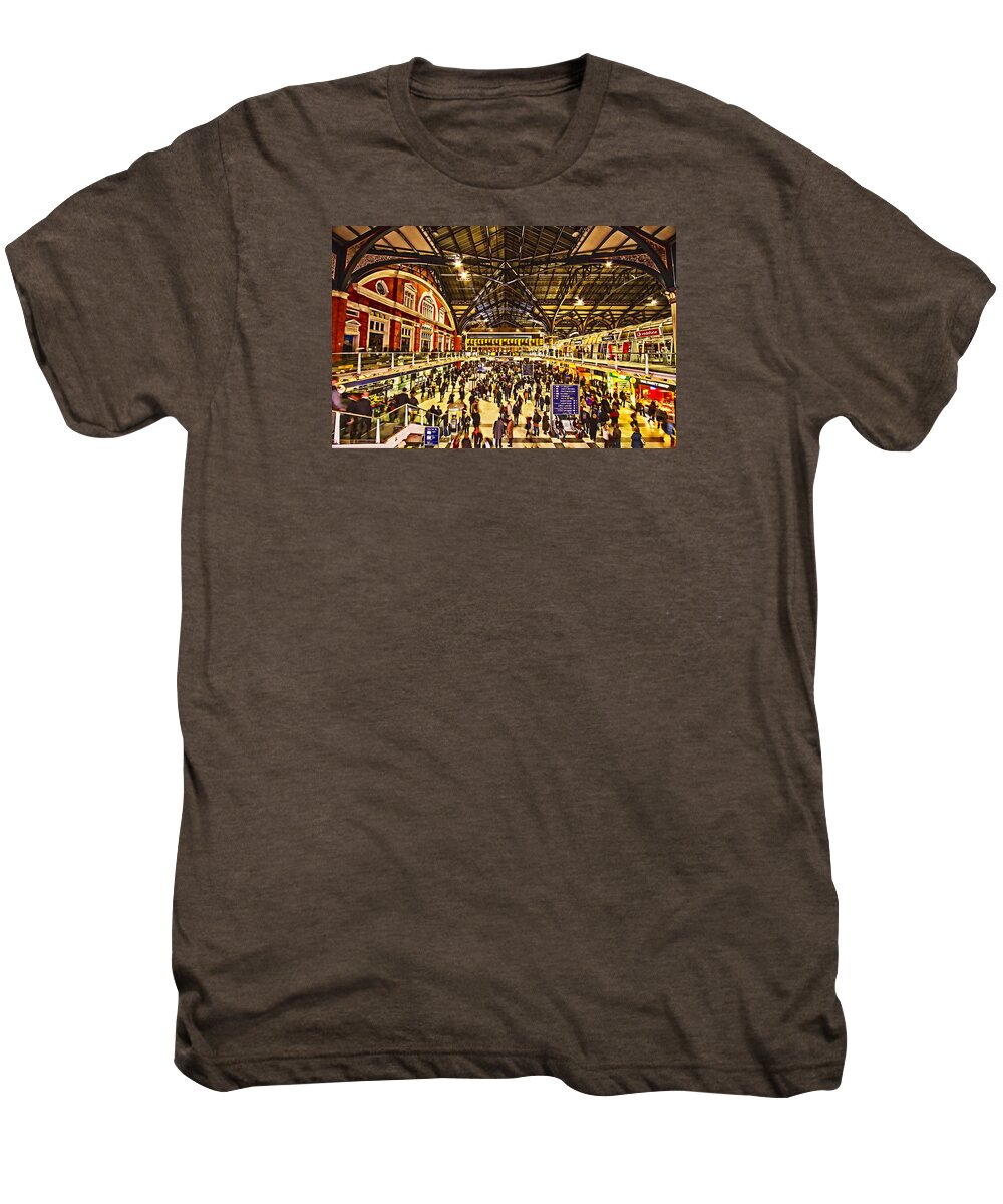 Liverpool Street Men's Premium T-Shirt featuring the photograph London Liverpool Street Station by David French