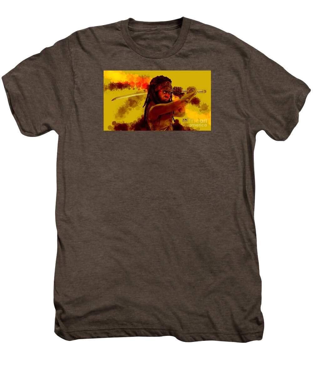 Michonne Men's Premium T-Shirt featuring the digital art Michonne by David Kraig