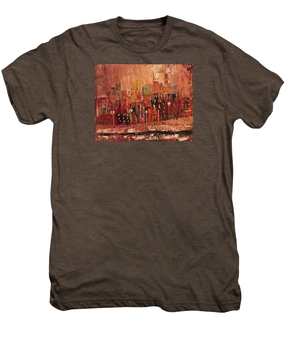 City Men's Premium T-Shirt featuring the painting Mid Town by John Stuart Webbstock