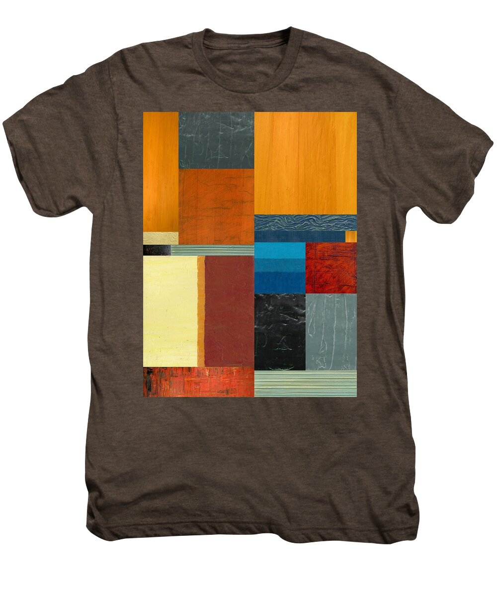 Multicolored Men's Premium T-Shirt featuring the painting Orange Study with Compliments 3.0 by Michelle Calkins