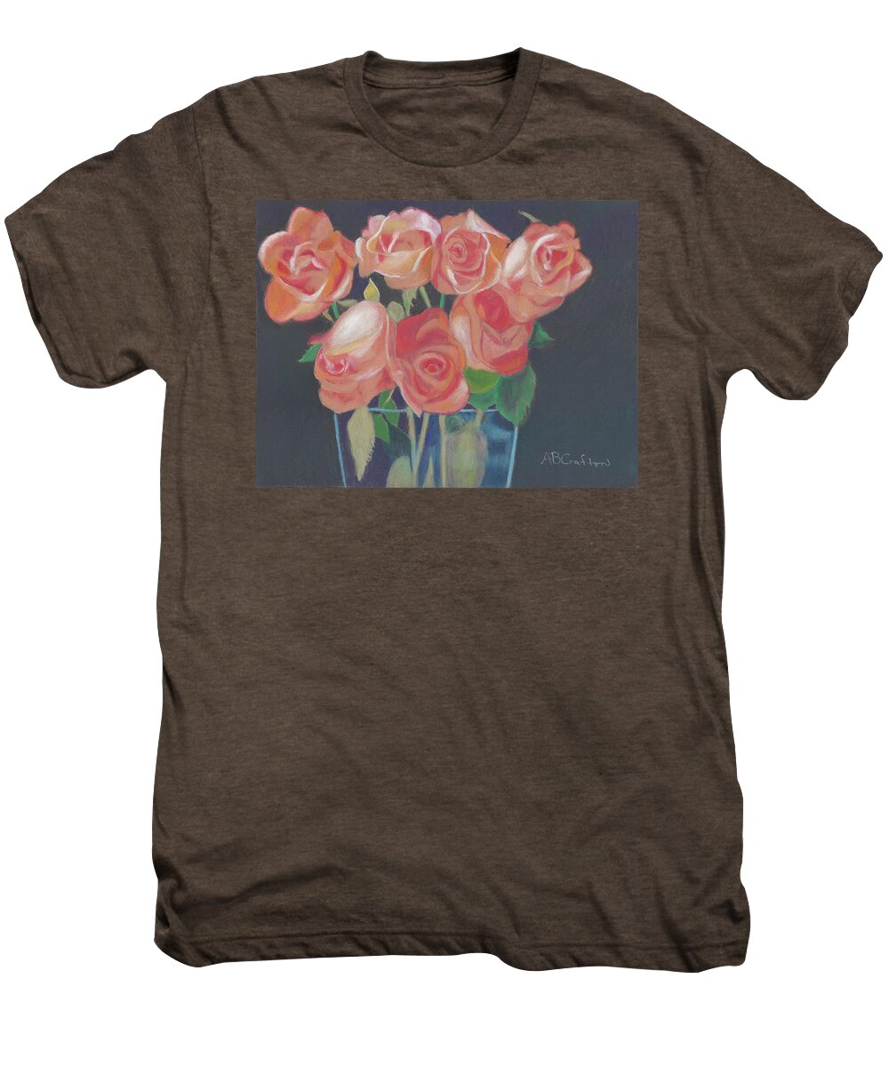 Roses Men's Premium T-Shirt featuring the pastel Peachy Glow by Arlene Crafton