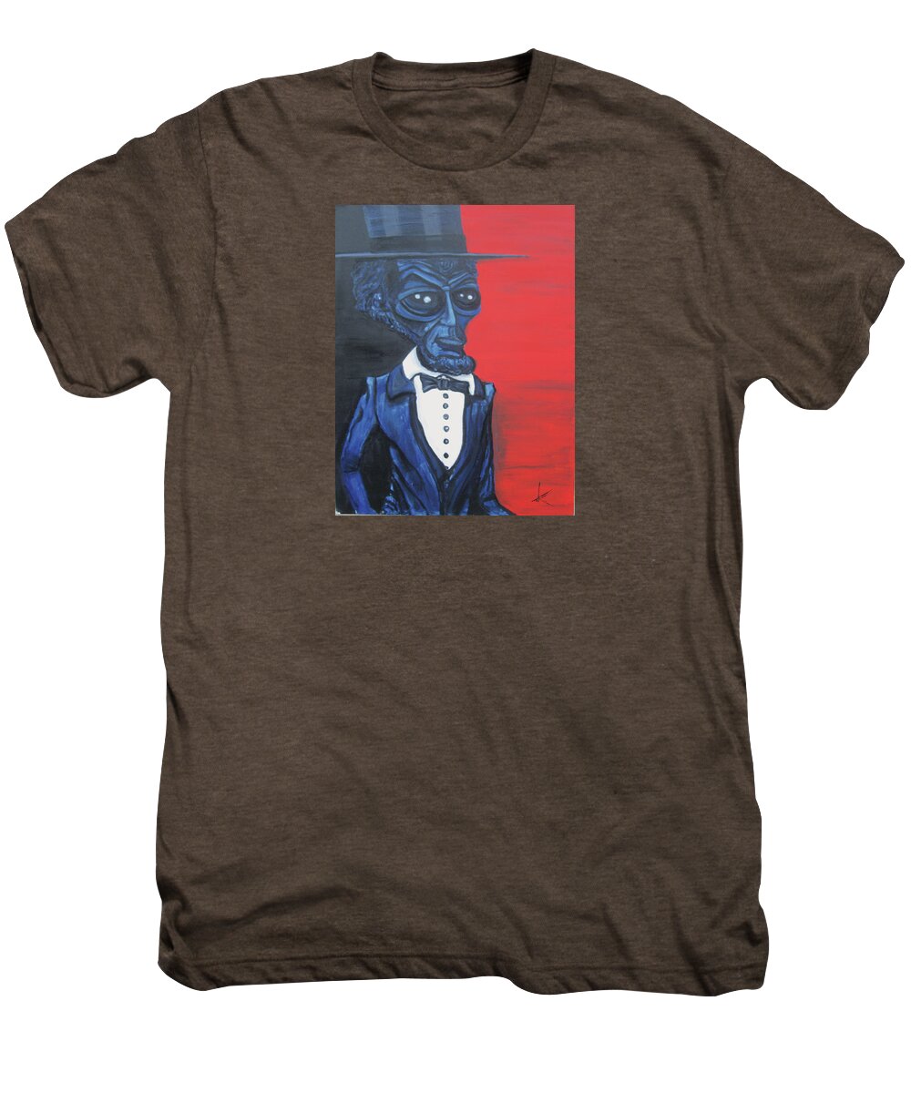 President Lincoln Men's Premium T-Shirt featuring the painting President Alienham Lincoln by Similar Alien