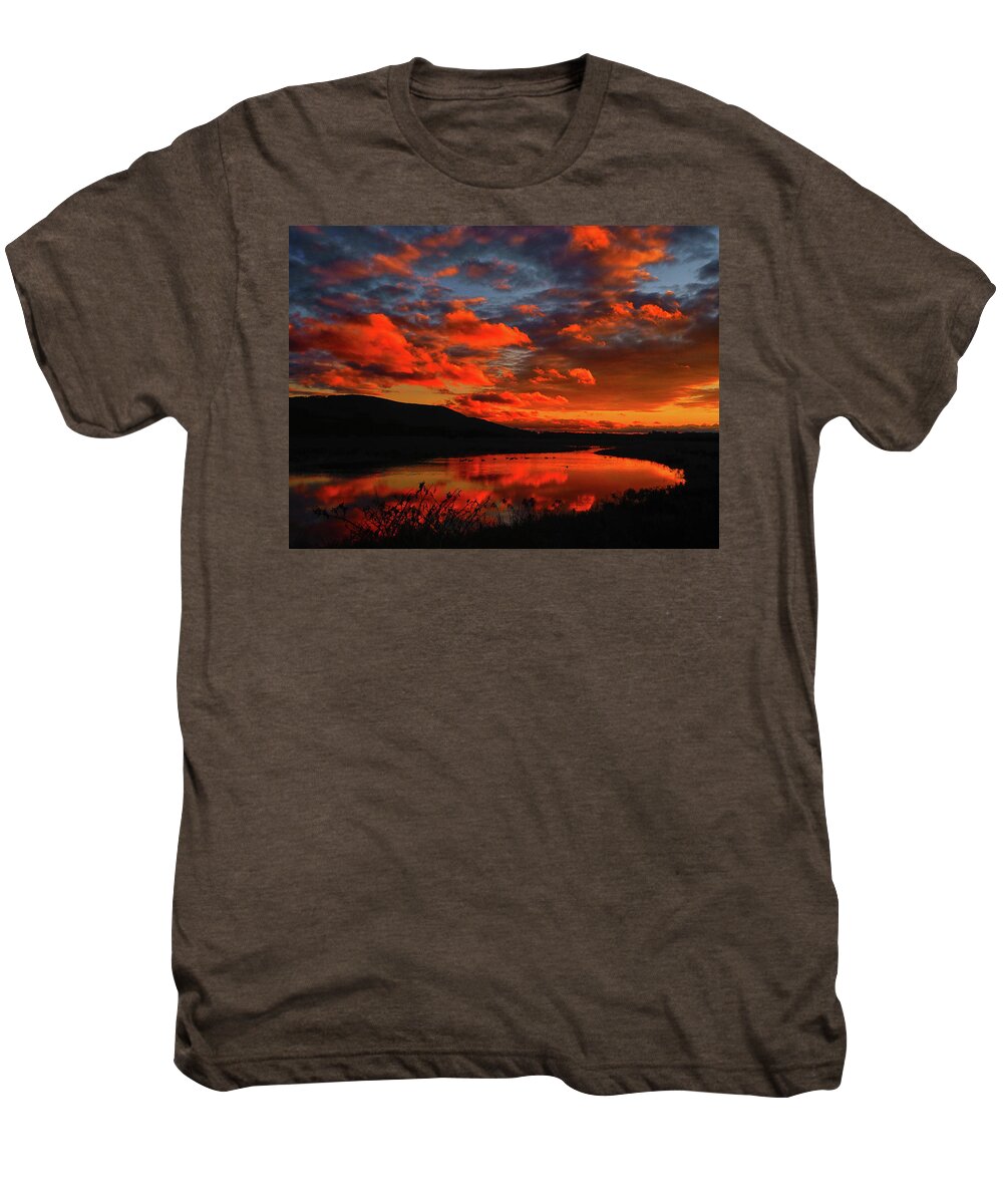 Sunset At Wallkill River National Wildlife Refuge Men's Premium T-Shirt featuring the photograph Sunset at Wallkill River National Wildlife Refuge by Raymond Salani III