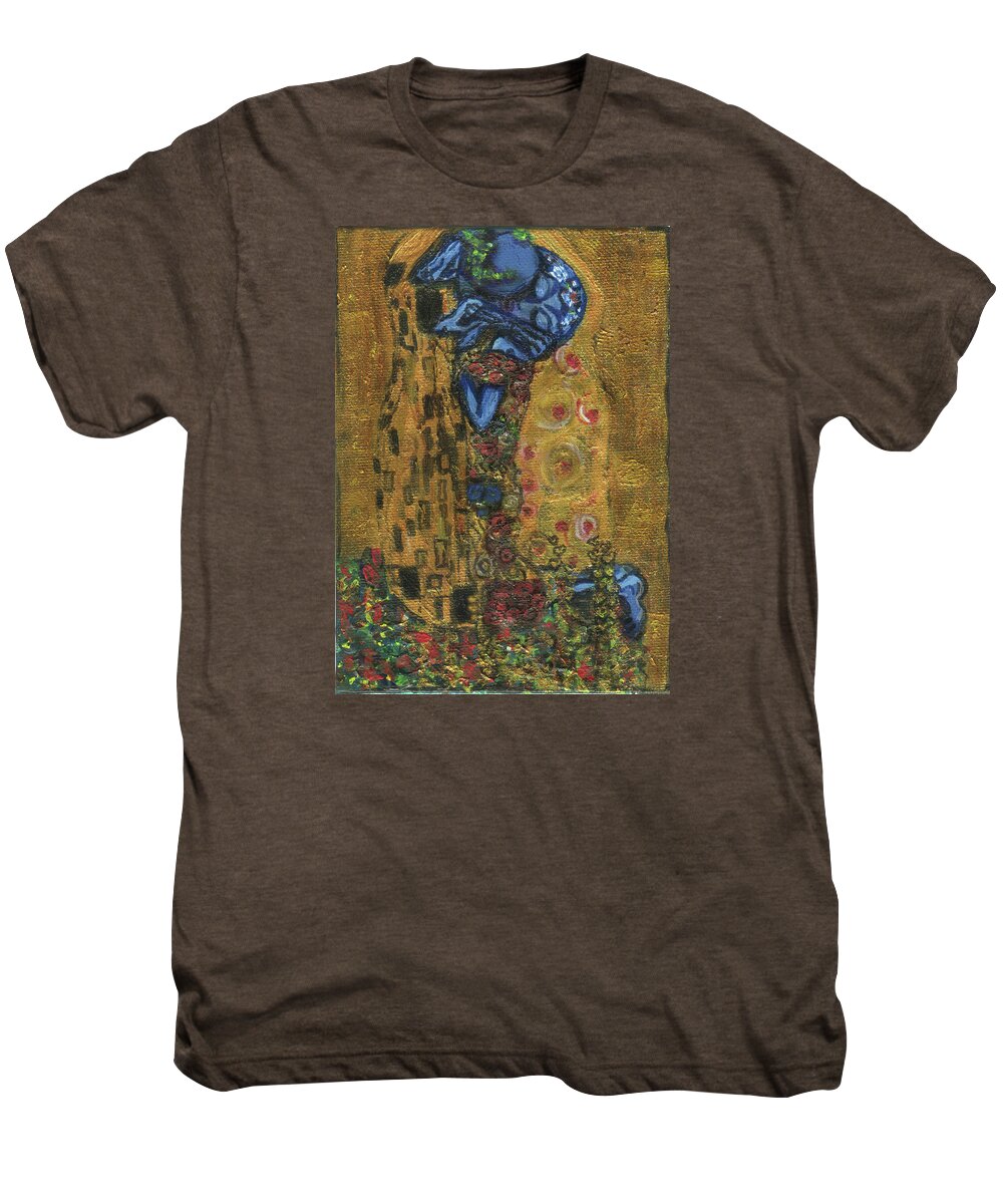 Kiss Men's Premium T-Shirt featuring the painting The alien kiss by Blastoff Klimt by Similar Alien
