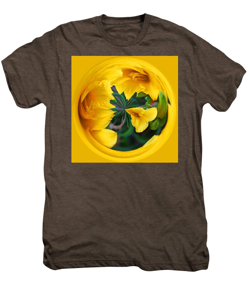 Yellow Men's Premium T-Shirt featuring the photograph Yellow Lily Orb by Bill Barber