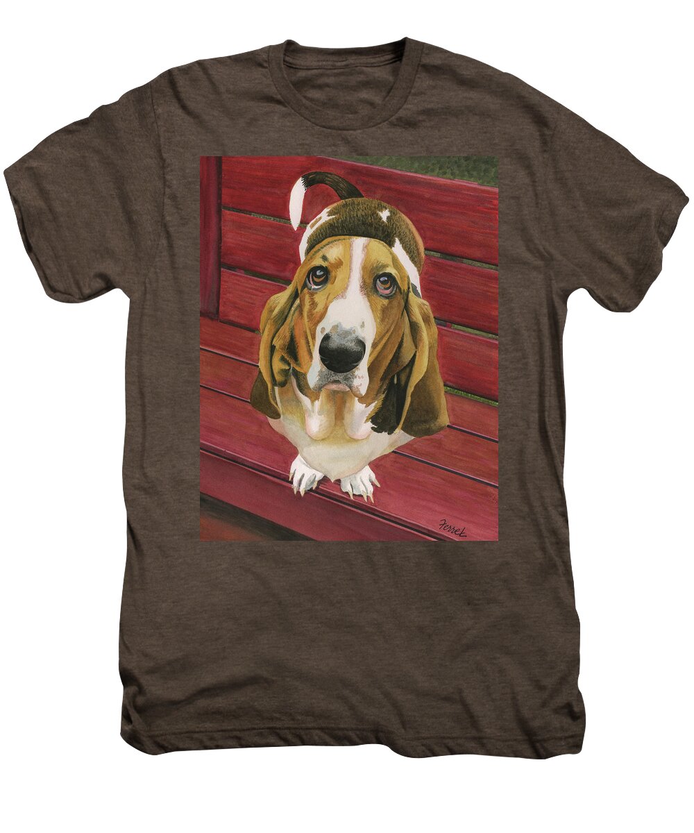Basset Hound Men's Premium T-Shirt featuring the painting Marty by Ferrel Cordle