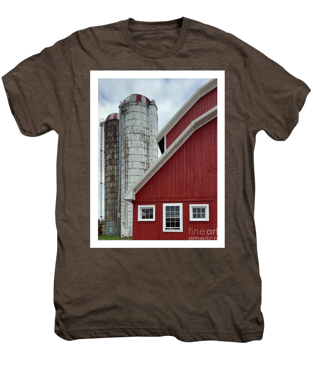 Silo Men's Premium T-Shirt featuring the photograph 1 Barn 2 Silos 3 Windows by Mark Miller
