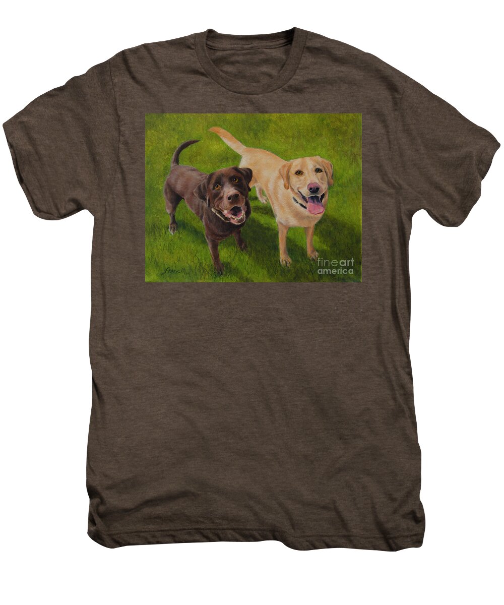 Dogs Men's Premium T-Shirt featuring the painting Finn and Mille by Jeanette French