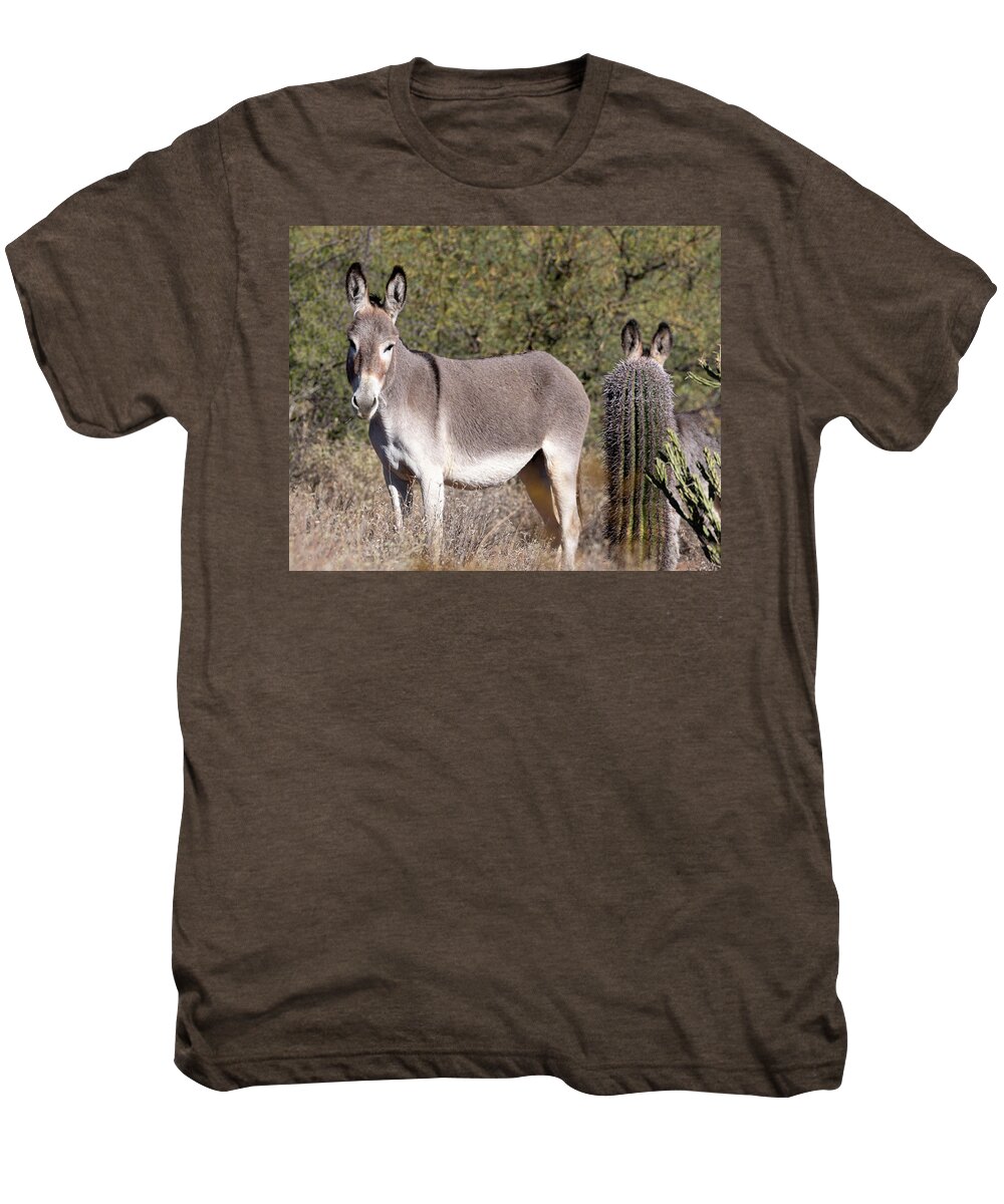Wildlife Men's Premium T-Shirt featuring the photograph Saguaro Burro by Mary Hone