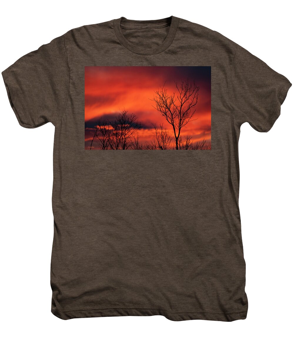 Winter Sunset In Texas Men's Premium T-Shirt featuring the photograph Winter Sunset in Texas by Karen Slagle