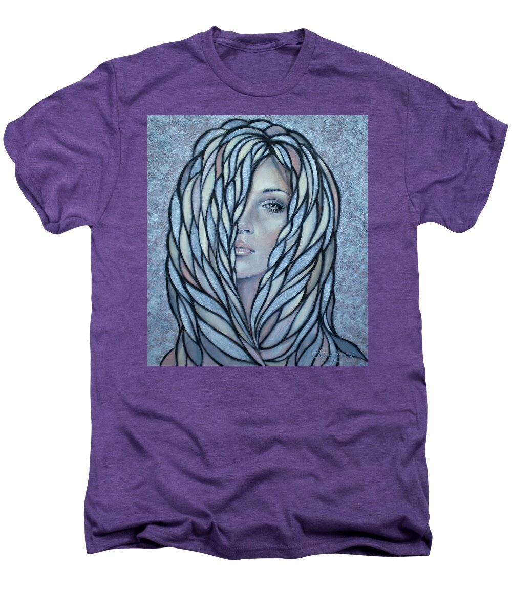 Woman Men's Premium T-Shirt featuring the painting Silver Nymph 021109 #2 by Selena Boron