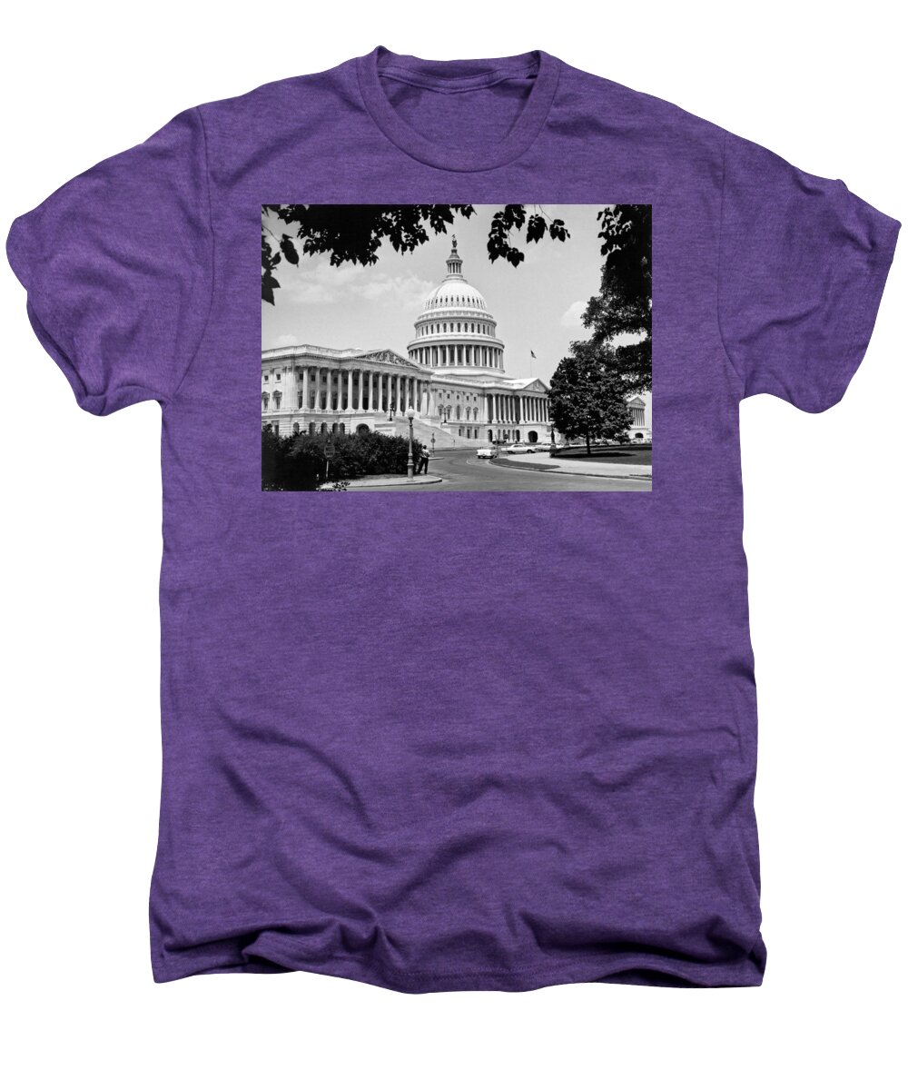 1 Person Men's Premium T-Shirt featuring the photograph The Capitol Building #1 by Underwood Archives