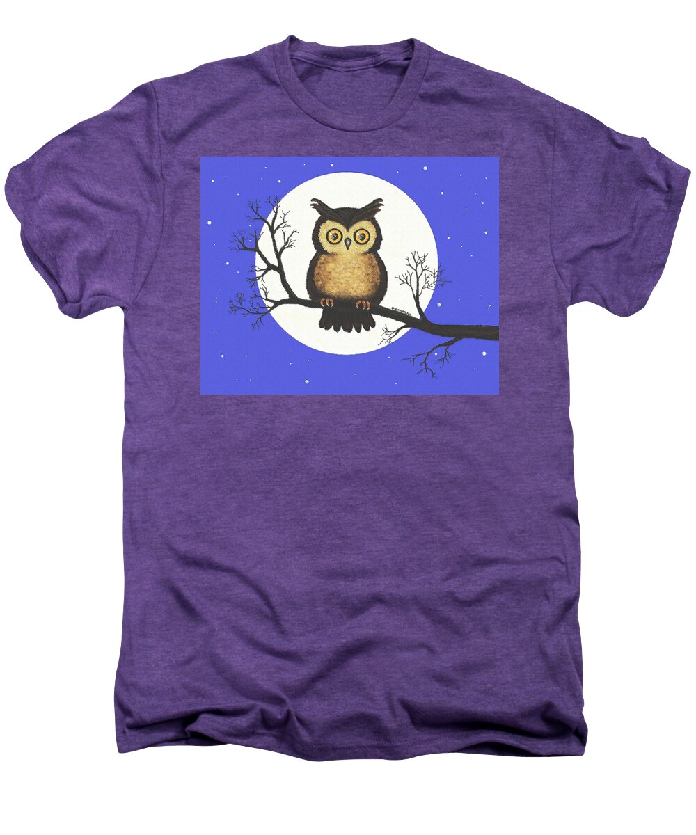 Owl Men's Premium T-Shirt featuring the painting Whooo You Lookin' At #1 by SophiaArt Gallery