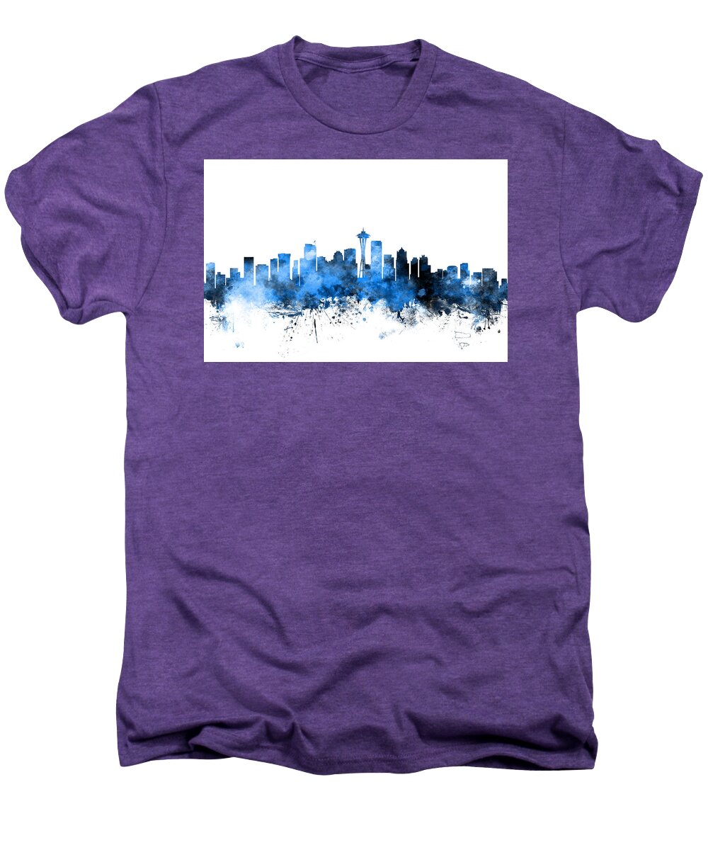 United States Men's Premium T-Shirt featuring the digital art Seattle Washington Skyline #6 by Michael Tompsett