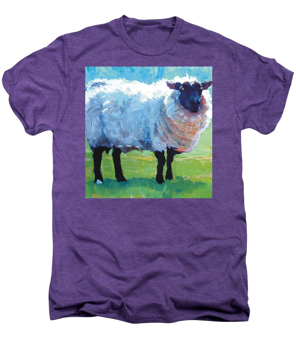 Sheep Men's Premium T-Shirt featuring the painting Sheep Painting #3 by Mike Jory