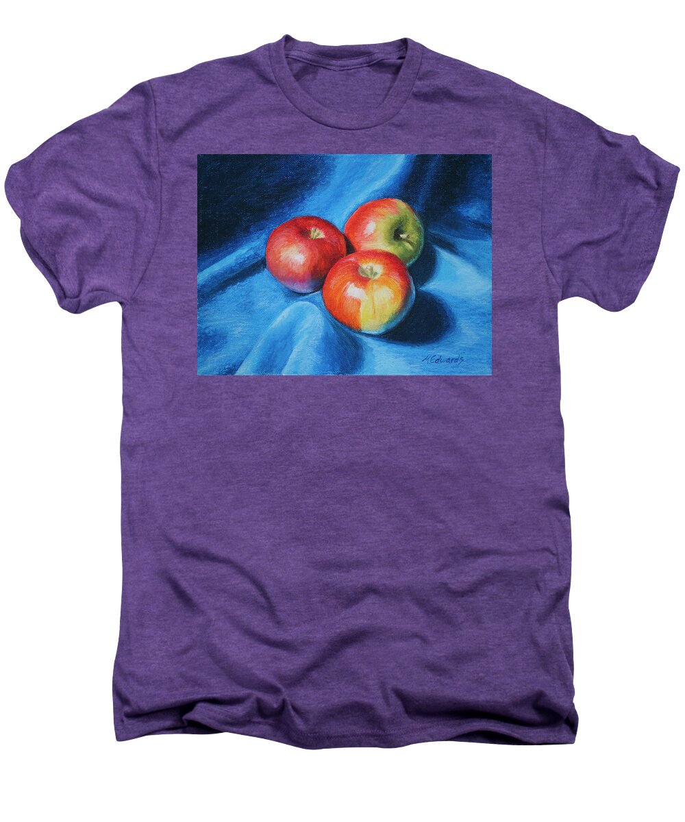 Oil Pastel Men's Premium T-Shirt featuring the painting 3 Apples by Marna Edwards Flavell