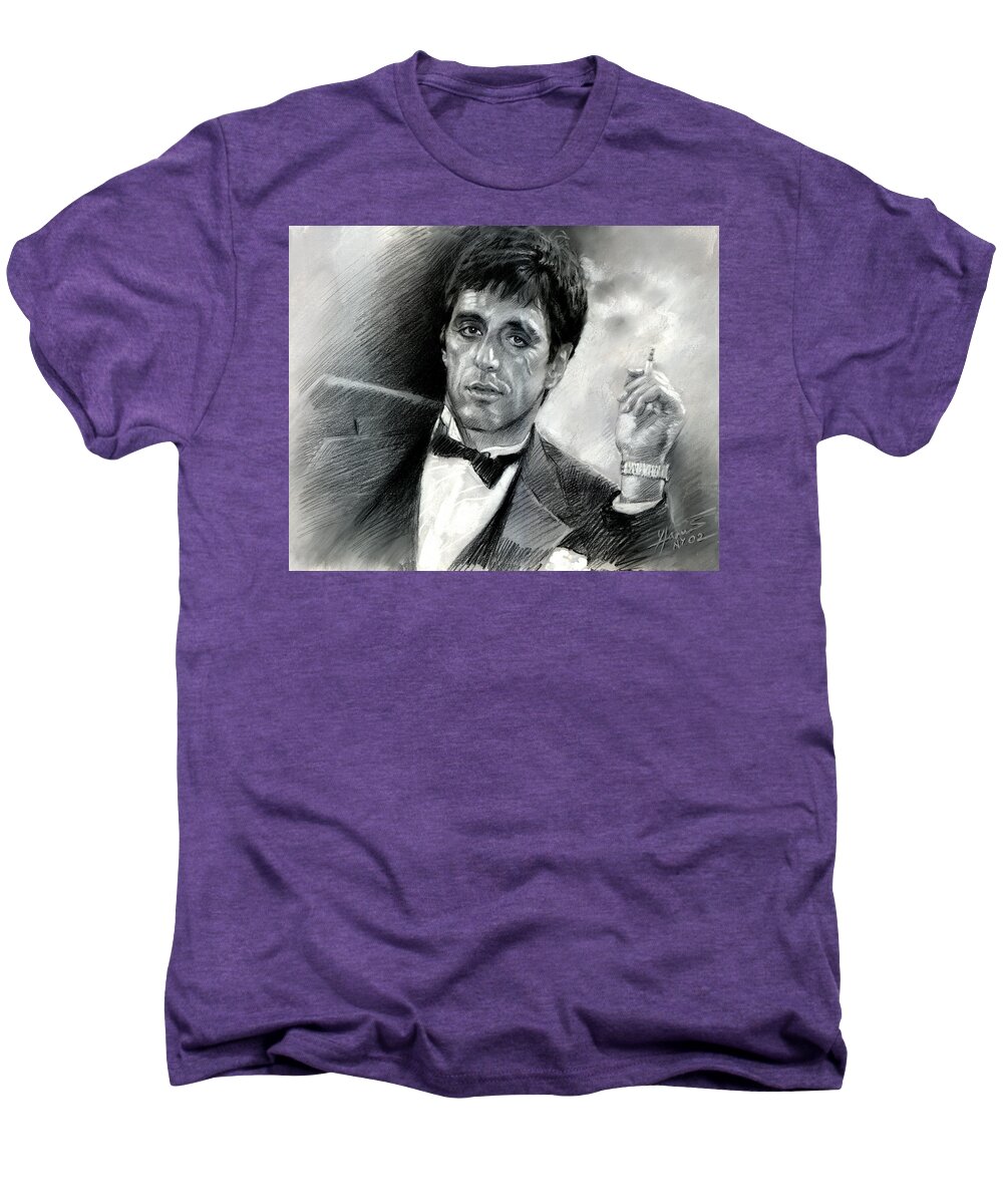 Scarface Men's Premium T-Shirt featuring the drawing Scarface #3 by Viola El