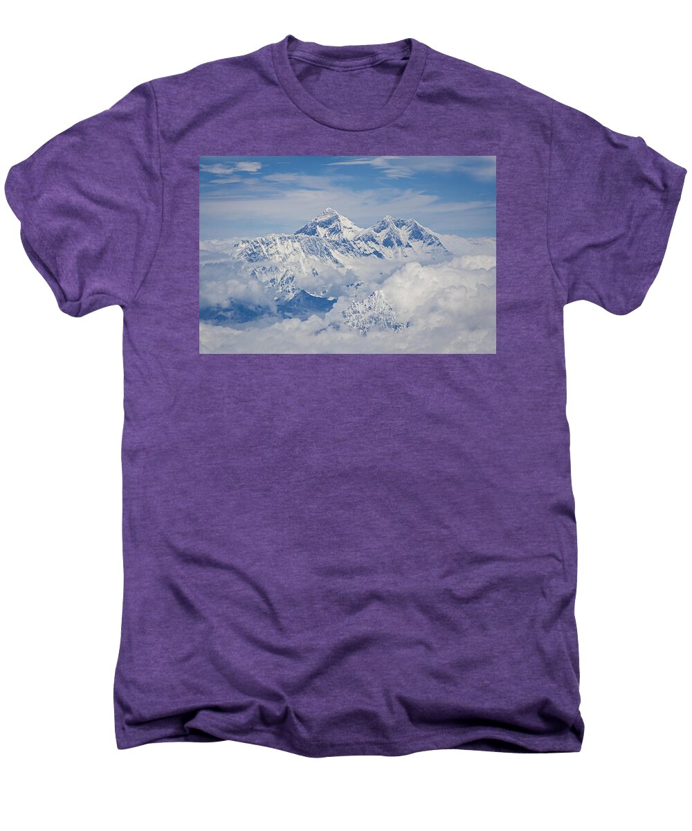 Everest Men's Premium T-Shirt featuring the photograph Aerial view of Mount Everest, Nepal, 2007 by Hitendra SINKAR