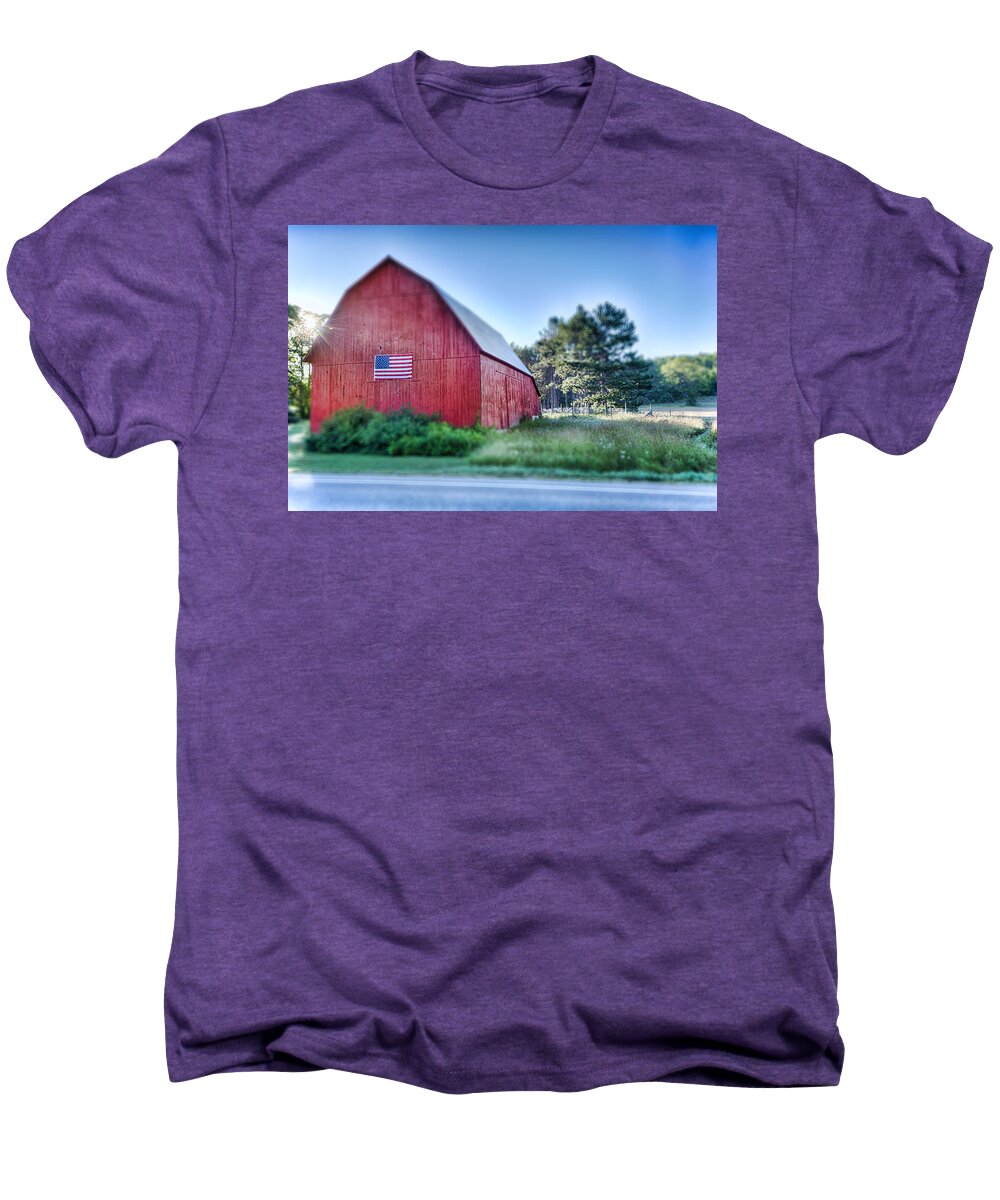 Michigan Men's Premium T-Shirt featuring the photograph American Barn by Sebastian Musial