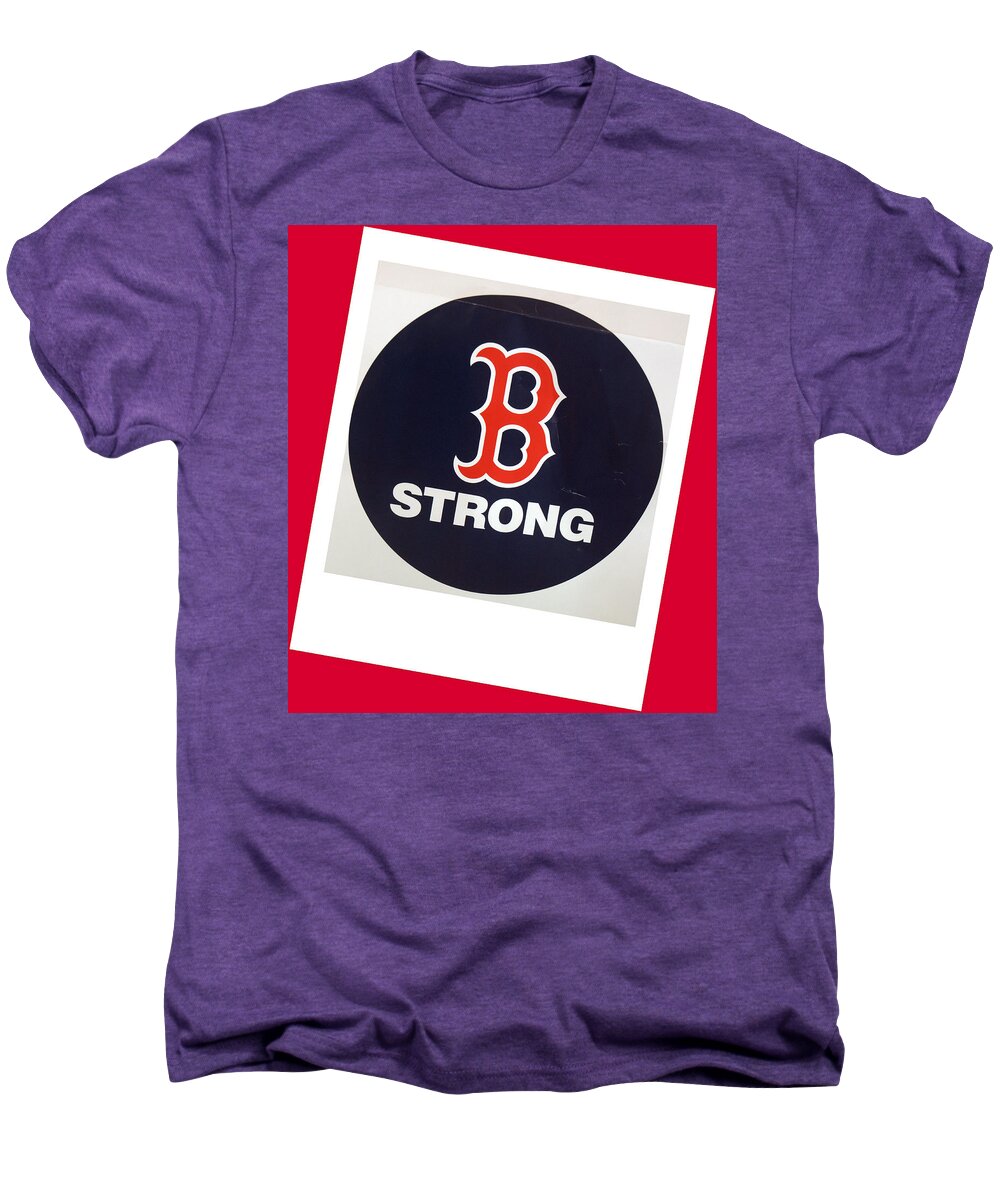 Boston Men's Premium T-Shirt featuring the photograph B Strong Red White and Blue by Caroline Stella