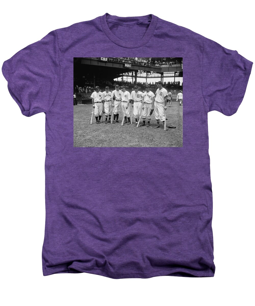 1937 Men's Premium T-Shirt featuring the photograph Baseball All Star Sluggers by Underwood Archives
